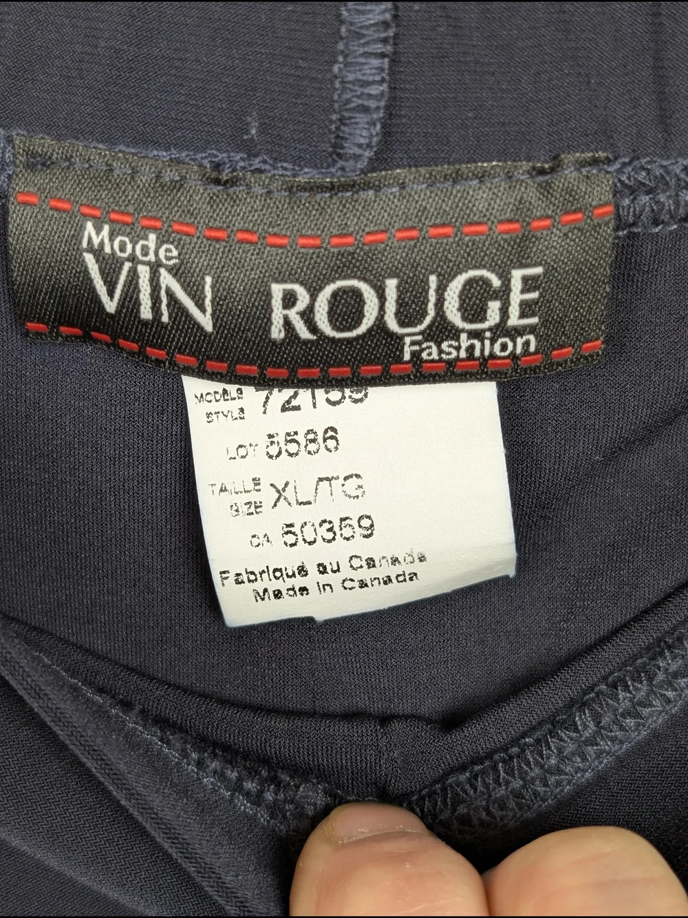Vintage Vin Rouge Navy Stretch Midi Skirt XL Made in Canada 90s Pull On Flared - Picture 7 of 7